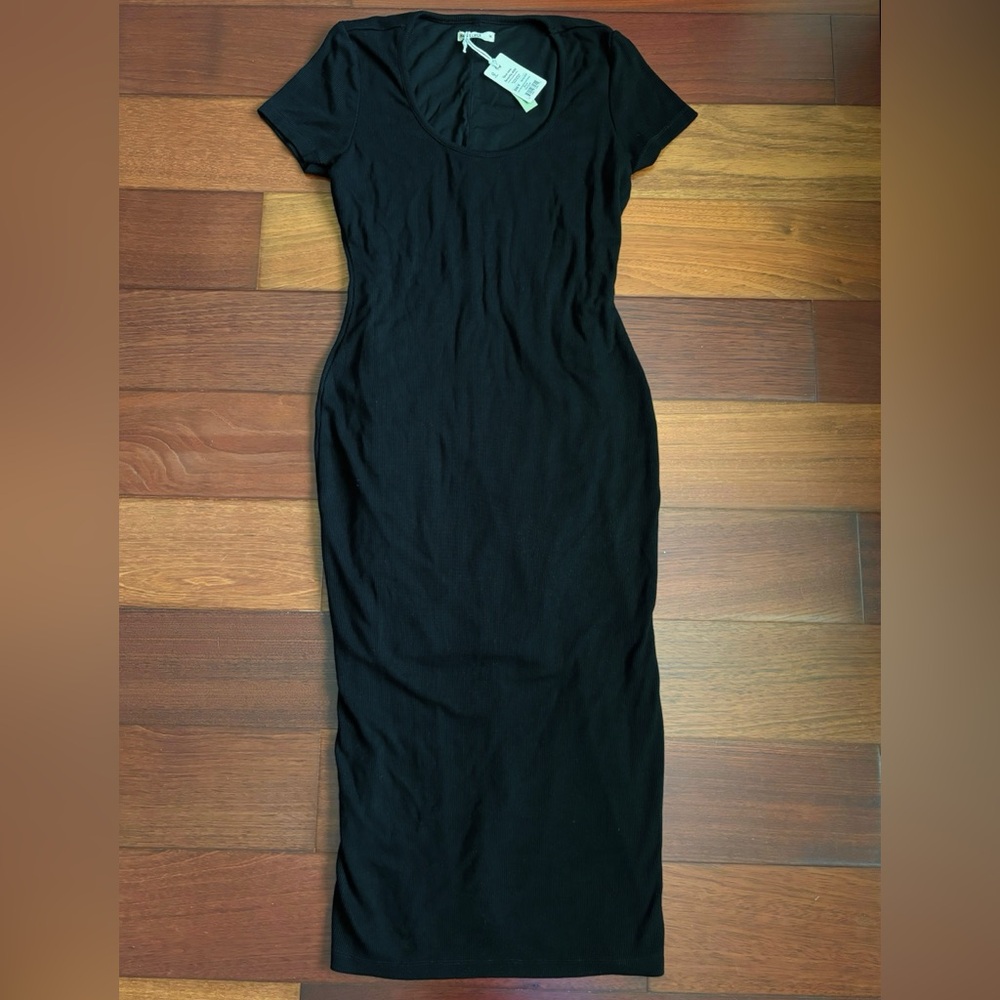 Marine Layer, Lexi Rib Daytime Midi Dress, Black, M